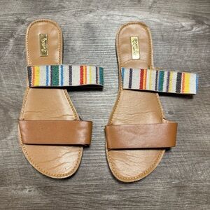 Qupid Two Strap Flat Sandals Size 9